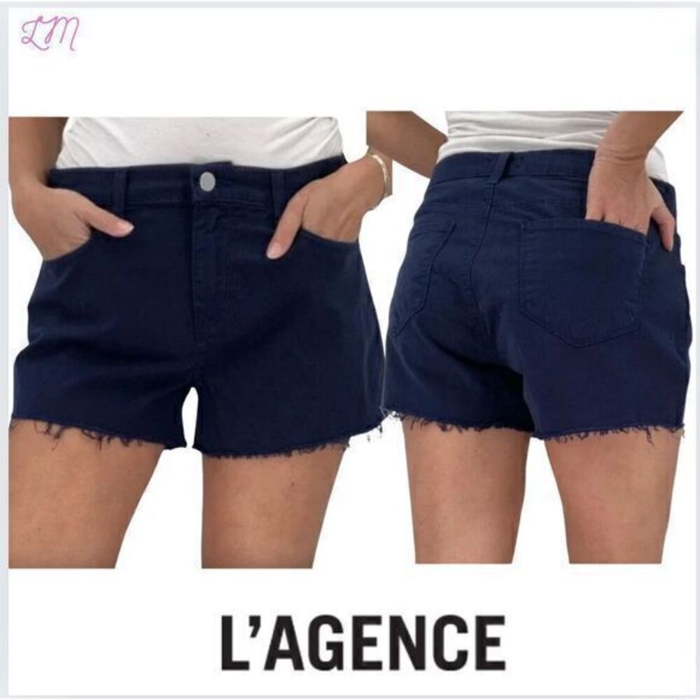 LAGENCE High Rise Shorts Size 24 Ryland Short Navy Blue Marine Cut Offs‎